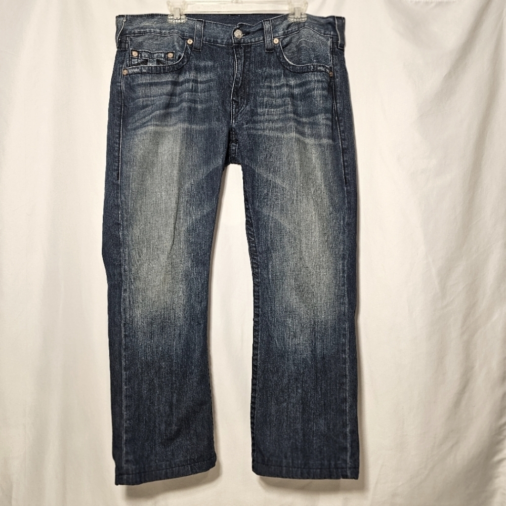 True Religion Mens Blue Denim Straight Leg 5-Pocket Jeans Size 38 x 29